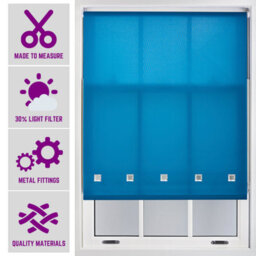Teal Roller Blind With Chrome Square Eyelets And Meta Fittings Cut To Size By Furnished - (W)120Cm X (L)165Cm