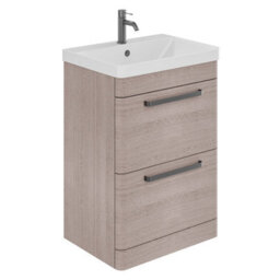 Plum&clay Emery Textured Grey Floor Standing Bathroom Vanity Unit & Basin Set With Gun Grey Handles (W)50Cm (H)86Cm - thumbnail 1