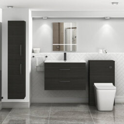 Royal Bathrooms Turin Hale Black 800mm Wall Hung Vanity Unit 2 Drawer With Minimalist Basin Sink & Matt Black Handles - thumbnail 2