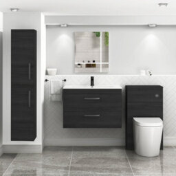 Royal Bathrooms Turin Hale Black 800mm Wall Hung Vanity Unit 2 Drawer With Minimalist Basin Sink & Matt Black Handles - thumbnail 4