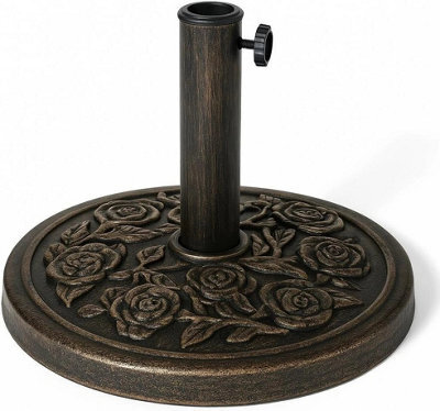 Heavy Duty 9Kg Round Parasol Base Cast Iron Effect Garden Umbrella Stand - image 1