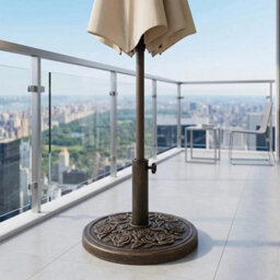 Heavy Duty 9Kg Round Parasol Base Cast Iron Effect Garden Umbrella Stand - thumbnail 3