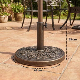 Heavy Duty 9Kg Round Parasol Base Cast Iron Effect Garden Umbrella Stand - thumbnail 2