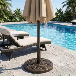 Heavy Duty 9Kg Round Parasol Base Cast Iron Effect Garden Umbrella Stand - thumbnail 7