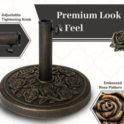 Heavy Duty 9Kg Round Parasol Base Cast Iron Effect Garden Umbrella Stand - thumbnail 6