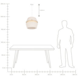 Wyld And Coco Naturalux Beige Raffia Linen Pendant Lamp 122Cm - Modern Boho Hanging Light Fixture - thumbnail 7