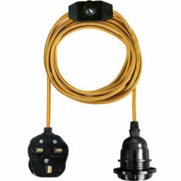 Ledsone Industrial E27 Plug-In Lamp Holder, Pendant Light With Dimmer Switch, 4M Gold Fabric Cable - thumbnail 3