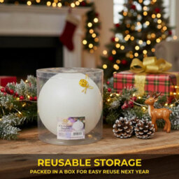 Shatchi 20Cm White Glitter Christmas Bauble - Christmas Tree & Home Décor Ornament - thumbnail 4
