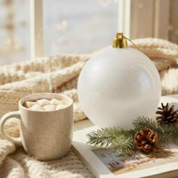 Shatchi 20Cm White Glitter Christmas Bauble - Christmas Tree & Home Décor Ornament - thumbnail 2
