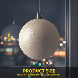 Shatchi 20Cm White Glitter Christmas Bauble - Christmas Tree & Home Décor Ornament - thumbnail 3