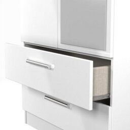 Trent 2 Drawer Double Mirror Wardrobe In White Gloss & White Matt (Ready Assembled) - thumbnail 6