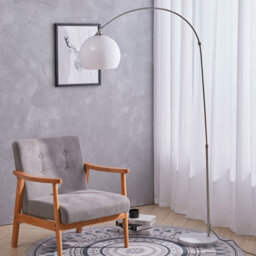 Darphe Modern Curved Bedroom Floor Lamp With White Lampshade,adjustable Height,e27 Base,for Living Room And Bedroom,marble Base