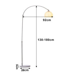Darphe Modern Curved Bedroom Floor Lamp With White Lampshade,adjustable Height,e27 Base,for Living Room And Bedroom,marble Base - thumbnail 7