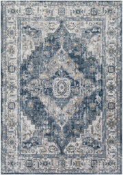 Livabliss Jolie-Vintage Grey Blue Brown Black Traditional Boho Living Dining Bedroom Rug 160 X 220 Cm Easy Care, Non Shedding