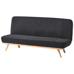 Wyld And Coco Black 2-Seater Fabric Sofa Bed With Tufted Backrest And Wood-Effect Legs, Compact 191 X 73 X 84 Cm - thumbnail 4