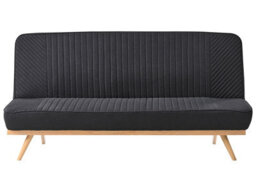 Wyld And Coco Black 2-Seater Fabric Sofa Bed With Tufted Backrest And Wood-Effect Legs, Compact 191 X 73 X 84 Cm - thumbnail 1