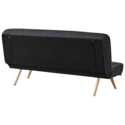 Wyld And Coco Black 2-Seater Fabric Sofa Bed With Tufted Backrest And Wood-Effect Legs, Compact 191 X 73 X 84 Cm - thumbnail 6