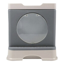 Thehotsale Grey Full Enclosed Foldable Cat Litter Box With Scoop - thumbnail 3