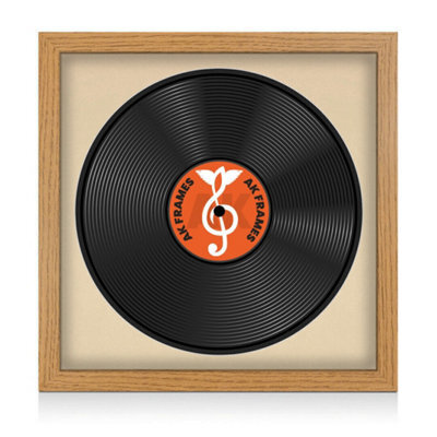 "16X16"" Oak Modern Vinyl Record Frame With Ivory Mount For 12 Inch Lp Disc - Ak Frames" - image 1