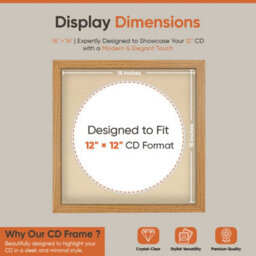 "16X16"" Oak Modern Vinyl Record Frame With Ivory Mount For 12 Inch Lp Disc - Ak Frames" - thumbnail 2