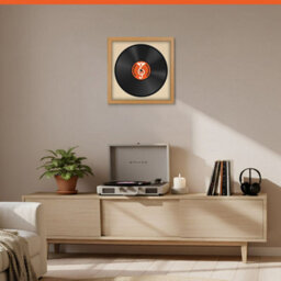 "16X16"" Oak Modern Vinyl Record Frame With Ivory Mount For 12 Inch Lp Disc - Ak Frames" - thumbnail 8