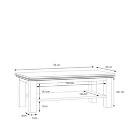 Furniture To Go Pontypool Large Rectangular Coffee Table With Shelf In White And Riva Oak - thumbnail 8