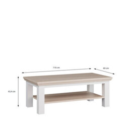 Furniture To Go Pontypool Large Rectangular Coffee Table With Shelf In White And Riva Oak - thumbnail 7
