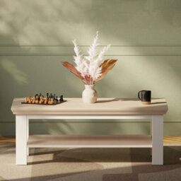 Furniture To Go Pontypool Large Rectangular Coffee Table With Shelf In White And Riva Oak - thumbnail 5