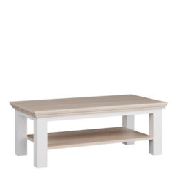 Furniture To Go Pontypool Large Rectangular Coffee Table With Shelf In White And Riva Oak - thumbnail 2