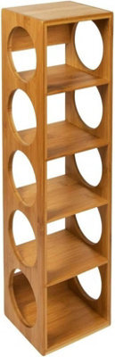 Hygrad Built to Survive Bamboo Stackable Wine Rack Stand Holder Wall Mountable, Free Standing Or Horizontally 5-Bottle Storage Display, Countertop Rack - image 1