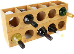 Hygrad Built to Survive Bamboo Stackable Wine Rack Stand Holder Wall Mountable, Free Standing Or Horizontally 5-Bottle Storage Display, Countertop Rack - thumbnail 6