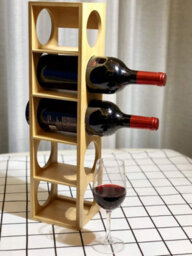 Hygrad Built to Survive Bamboo Stackable Wine Rack Stand Holder Wall Mountable, Free Standing Or Horizontally 5-Bottle Storage Display, Countertop Rack - thumbnail 2