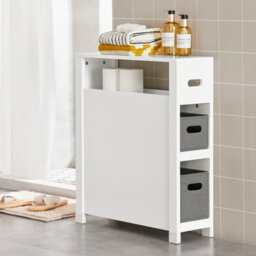 Sobuy Bzr83-W, Bathroom Cabinet Storage Cabinet Bathroom Toilet Paper Roll Holder,white,w60Xd20Xh70 - thumbnail 2