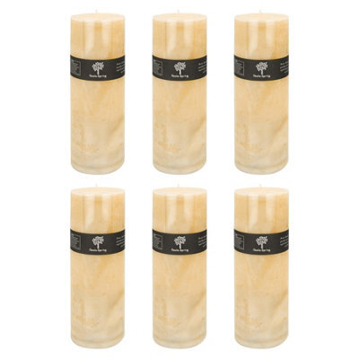 Nicola Spring Round Vanilla Pillar Candles - 215 Hours - Cream - Pack Of 6 - image 1