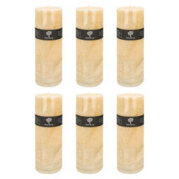 Nicola Spring Round Vanilla Pillar Candles - 215 Hours - Cream - Pack Of 6 - thumbnail 1