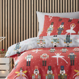 Fusion Nutcracker Festive Character Print Red Duvet Cover Set - thumbnail 2