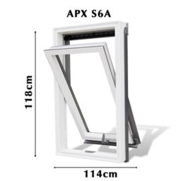 Yardlite Roof Window Grey / White Upvc Pivot Loft Skylight Unvented + Flashing  - S6A - 114Cm X 118Cm, Tfx Tile Flashing - thumbnail 2