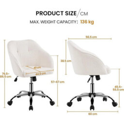 Ergonomic Swivel Office Desk Chair Adjustable Ivory - thumbnail 2