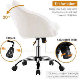Ergonomic Swivel Office Desk Chair Adjustable Ivory - thumbnail 5