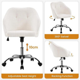 Ergonomic Swivel Office Desk Chair Adjustable Ivory - thumbnail 4
