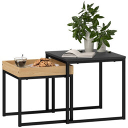Wyld Haus Lavi Set Of 2 Boxy Nesting Tables, Black And Wood-Effect, Square 45 X 45 X 45 Cm - thumbnail 2