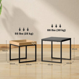 Wyld Haus Lavi Set Of 2 Boxy Nesting Tables, Black And Wood-Effect, Square 45 X 45 X 45 Cm - thumbnail 3