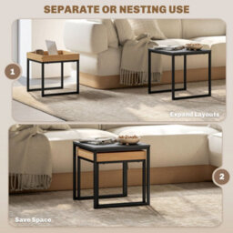 Wyld Haus Lavi Set Of 2 Boxy Nesting Tables, Black And Wood-Effect, Square 45 X 45 X 45 Cm - thumbnail 4