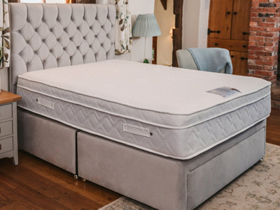 Divan Base Direct Sophia Briar-Rose Alphonsine 1000 Pocket Sprung Memory Foam Divan Bed Set 2Ft6 Small Single 2 Drawers Side  - Plush Light Silver - image 1