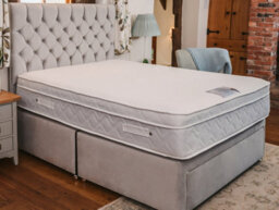 Divan Base Direct Sophia Briar-Rose Alphonsine 1000 Pocket Sprung Memory Foam Divan Bed Set 2Ft6 Small Single 2 Drawers Side  - Plush Light Silver - thumbnail 1