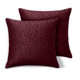 Ameha Burgundy Embossed Pebbles Velvet Cushion Cover, 18X18 Inch, Pack Of 2, Ultra Soft, Breathable & Hypoallergenic