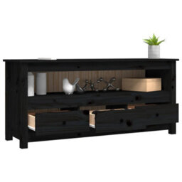 Berkfield Tv Cabinet Black 114X35X52 Cm Solid Wood Pine - thumbnail 5