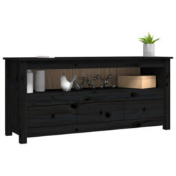 Berkfield Tv Cabinet Black 114X35X52 Cm Solid Wood Pine - thumbnail 4