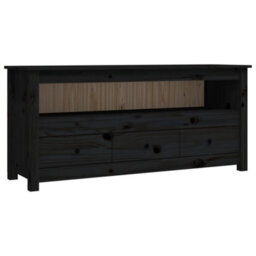Berkfield Tv Cabinet Black 114X35X52 Cm Solid Wood Pine - thumbnail 2