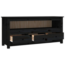 Berkfield Tv Cabinet Black 114X35X52 Cm Solid Wood Pine - thumbnail 7
